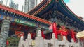 Crowded temple Sik Sik Yuen Wong Tai in Hong Kong