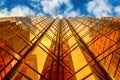 Hong Kong, China - July 30, 2019: Famous golden building facade of China Hong Kong City Mall at Tsim Sha Tsui, Hong Kong