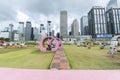 Public park in downtown district of Hong Kong city Royalty Free Stock Photo