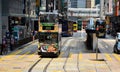 HONG KONG, CHINA - MARCH 29 : Hong Kong cityscape view with famous trams at Wan Chai district of Hong Kong Royalty Free Stock Photo