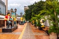 Hong Kong Avenue of Comic Stars, Kowloon Park. Urban skyline background