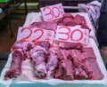 Plate of red meat at Tai Po Market, Hong Kong China