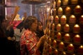 Hong kong china - march17,2019 : unidentified people praying in Hung Hom Kwun Yum Temple one of most important in kowloon district