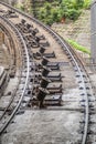 The Peak Tram railway tracks with braking technology, Hong Kong China Royalty Free Stock Photo