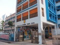 Beautiful corner building in the street in Hong Kong China