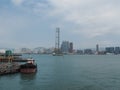 Beautiful seaside view of a Hong Kong city in China on a cloudy day