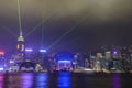 HONG KONG, CHINA - OCTOBER 2013: A Symphony of Lights show on the skyline Royalty Free Stock Photo