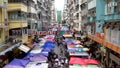 HONG KONG, CHINA- OCTOBER, 1, 2017: wide high angle view of mongkok markets in hong kong