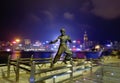 Hong Kong, China, Statue of Bruce Lee on the waterfront of Victoria harbour.