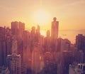 Hong Kong, the city and the bay from Victoria Peak Royalty Free Stock Photo