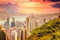 Hong Kong, the city and the bay from Victoria Peak Royalty Free Stock Photo