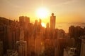 Hong Kong, the city and the bay from Victoria Peak Royalty Free Stock Photo