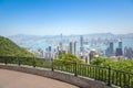 Hong Kong, the city and the bay from Victoria Peak Royalty Free Stock Photo