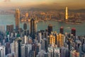 Hong Kong city business downtown aerial view over Victoria Bay Royalty Free Stock Photo