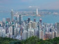Hong Kong city business downtown aerial view Royalty Free Stock Photo