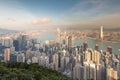 Hong Kong city downtown from The Peak Point of View Royalty Free Stock Photo