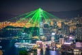 Hong Kong city on dramatic sky at twilight view from mountain