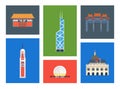 Hong Kong City Landmarks Set, Chinese Cultural Elements Vector Illustration Royalty Free Stock Photo