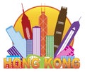 Hong Kong City Skyline Circle Color Vector Illustr