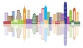 Hong Kong City Skyline Color Panorama Vector Illustration