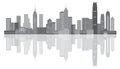 Hong Kong City Skyline Grayscale Panorama Vector Illustration Royalty Free Stock Photo