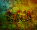 Hong Kong City Skyline on Grunge Background Illustration Royalty Free Stock Photo