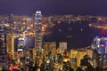 Hong Kong city skyline panorama at night with Victoria Harbor Royalty Free Stock Photo