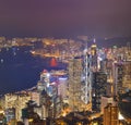 Hong Kong city skyline panorama at night with Victoria Harbor Royalty Free Stock Photo