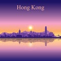 Hong Kong city skyline silhouette background Royalty Free Stock Photo