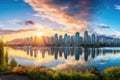 Hong Kong city skyline at sunset, Hong Kong, China, Asia, Beautiful view of downtown Vancouver skyline, British Columbia, Canada,