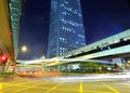 Hong Kong city with traffic trail Royalty Free Stock Photo