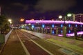 Hong Kong City view neon light bridge