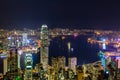 Hong Kong city view from The Peak at night, Victoria Harbor view from Victoria Peak at night, Hong Kong Royalty Free Stock Photo