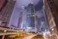 Hong Kong city (central) and traffic of street at night Royalty Free Stock Photo