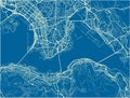 Blue and White vector city map of Hong Kong.