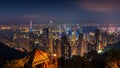 Hong Kong cityscape at night from the Victoria peak Royalty Free Stock Photo