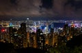 Hong Kong cityscape view from the Victoria peak at night Royalty Free Stock Photo