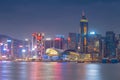 Hong Kong cityscape waterfront over Victoria harbor, twilight Royalty Free Stock Photo