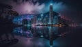 hong Kong cloud, buildings ocean reflection in the night, light and buildings Royalty Free Stock Photo