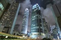 Hong Kong contemporary skyscrapers at night Royalty Free Stock Photo