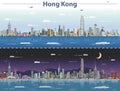 Hong Kong day and night vector illustration