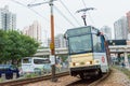 Hong Kong MTR Light Rail. The system operates over 1435mm standard gauge gauge track in Hong Kong.