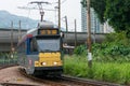 Hong Kong MTR Light Rail. The system operates over 1435mm standard gauge gauge track in Hong Kong.