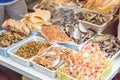 Market at Tai O Fishing village. a famous historic site in Lantau Island, Hong Kong. Royalty Free Stock Photo