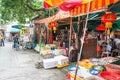 Market at Tai O Fishing village. a famous historic site in Lantau Island, Hong Kong. Royalty Free Stock Photo