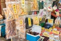 Market at Tai O Fishing village. a famous historic site in Lantau Island, Hong Kong. Royalty Free Stock Photo