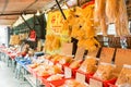 Market at Tai O Fishing village. a famous historic site in Lantau Island, Hong Kong. Royalty Free Stock Photo