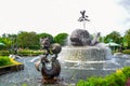 HONG KONG DISNEYLAND: Statue fountain at the entrance of the park