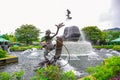 HONG KONG DISNEYLAND: Statue fountain at the entrance of the park