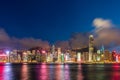 Hong Kong downtown skyline across Victoria harbor at night, Hong Kong, China Royalty Free Stock Photo